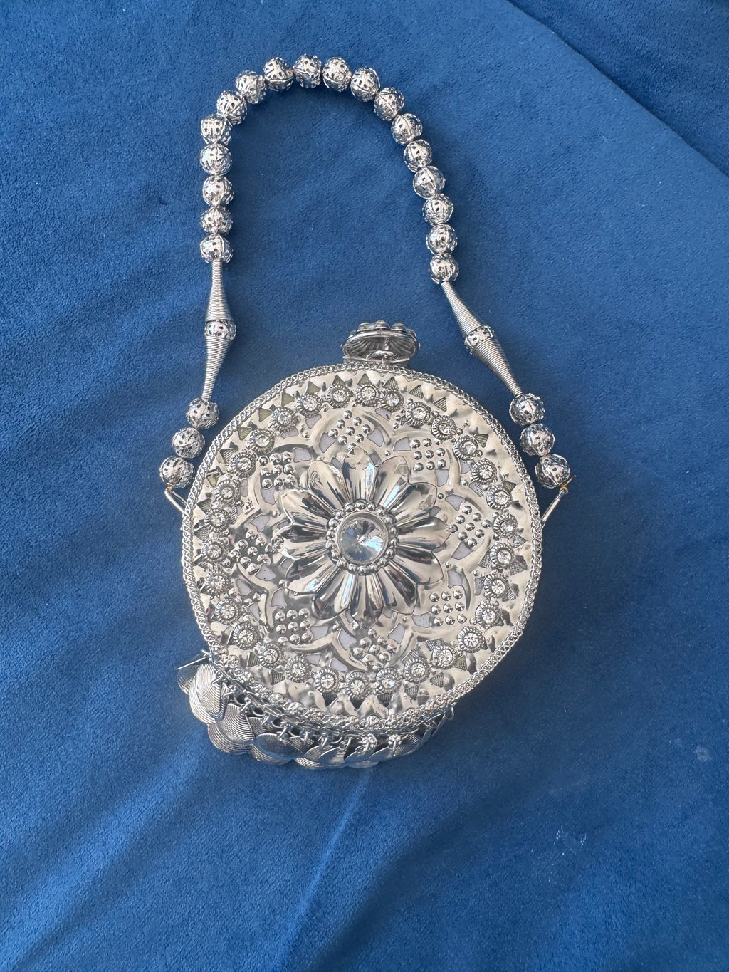 The Golden AND SILVER Blossom Antique Filigree Round Clutch
