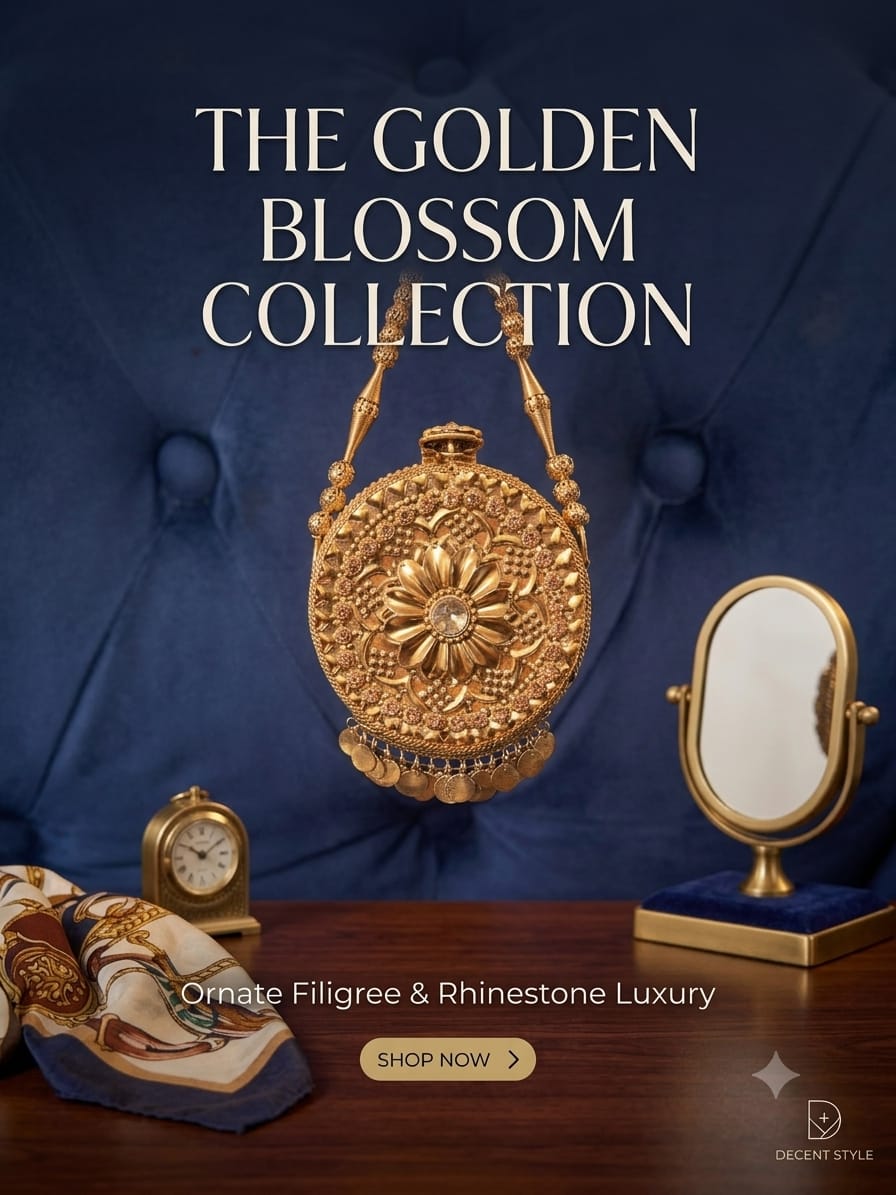 Vintage-Inspired Filigree Clutch with Rich Jewel Embellishments